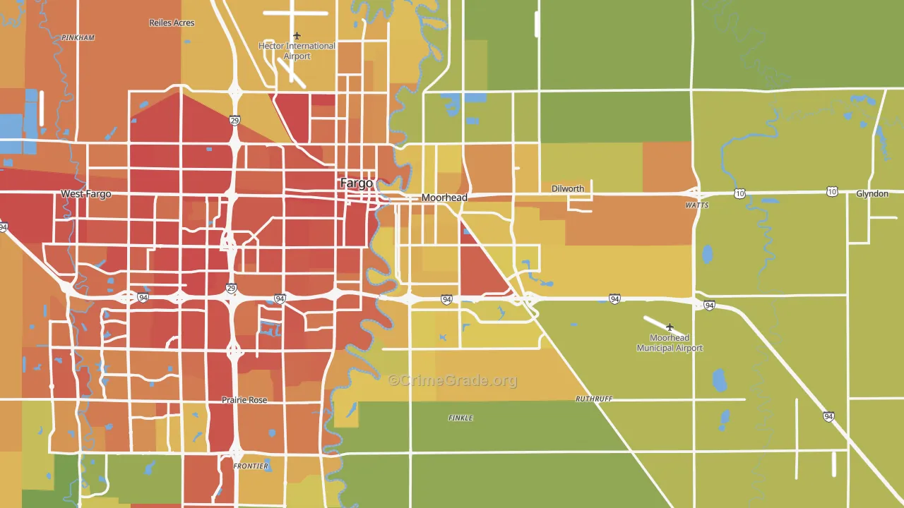 Moorhead, MN Map of Vehicle Theft Rates