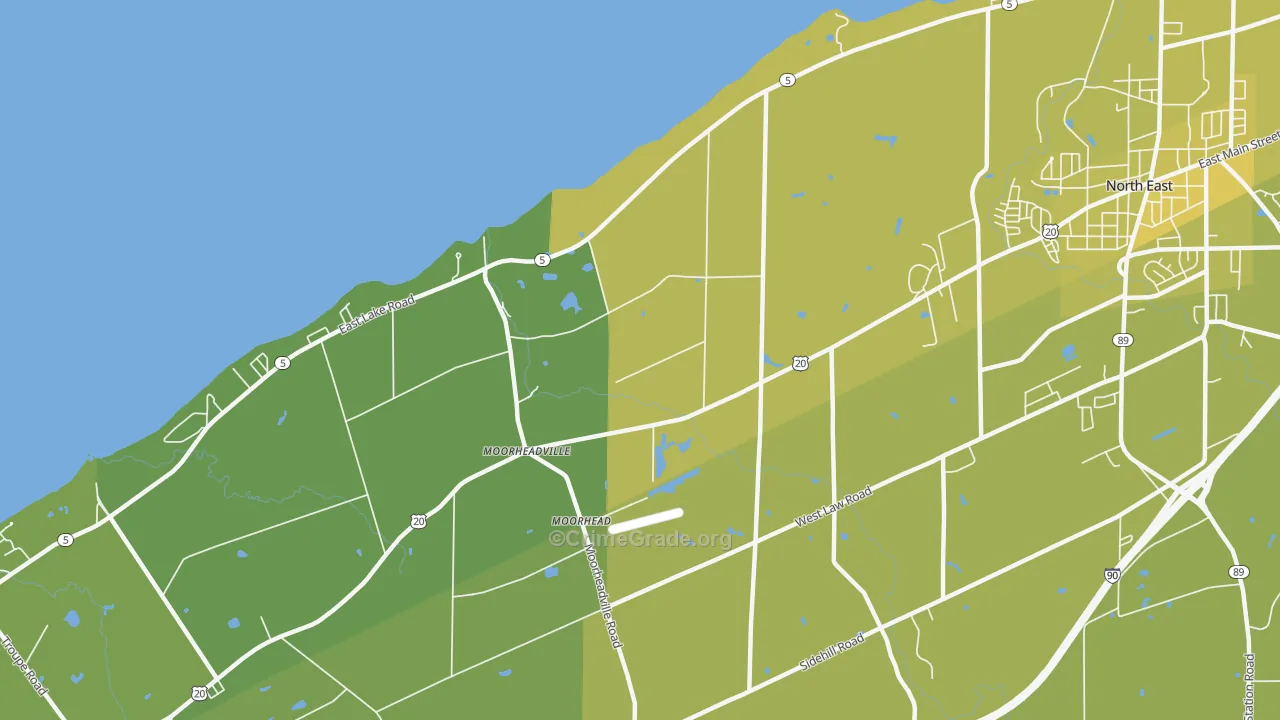 Moorheadville, PA Map of Vehicle Theft Rates