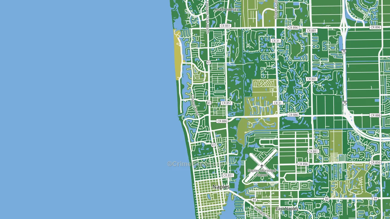 Moorings-Coquina Sands, Naples, FL Map of Vehicle Theft Rates