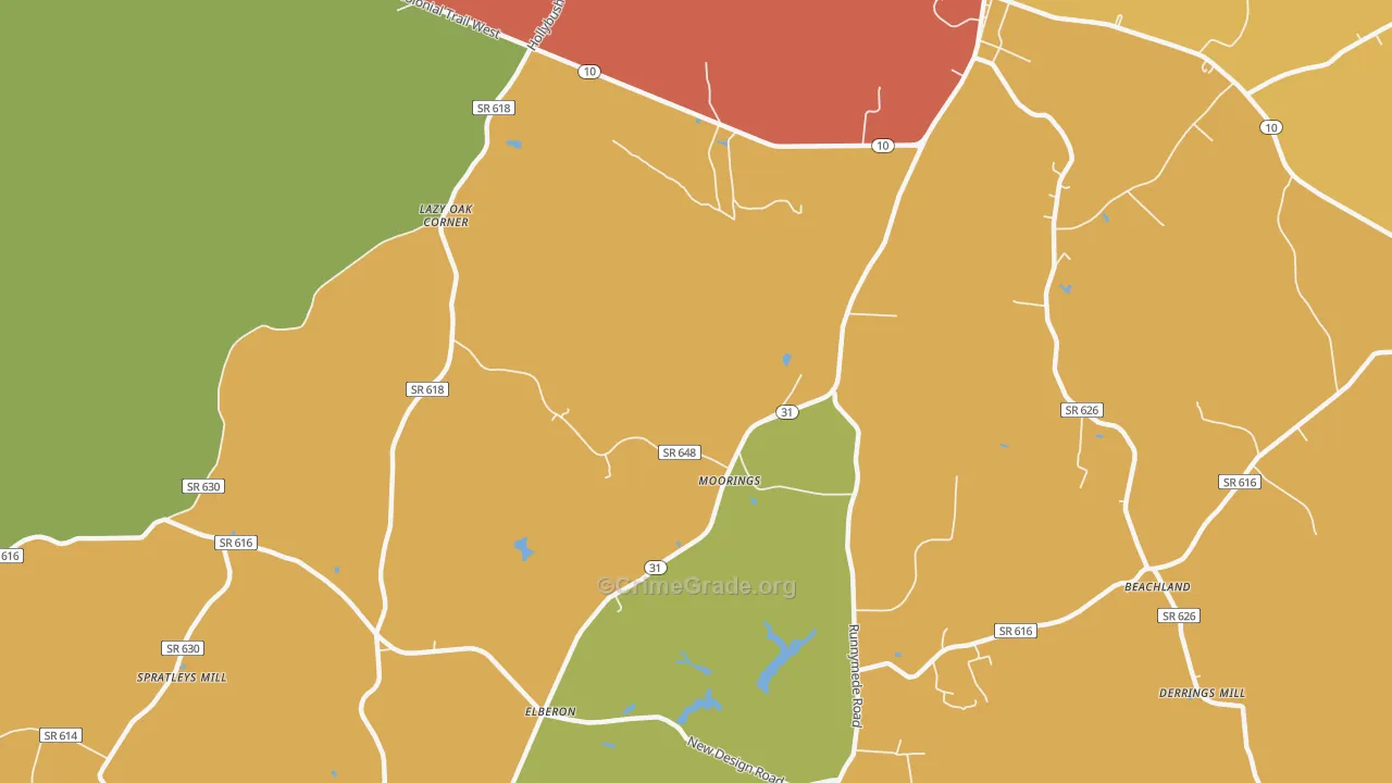 Moorings, VA Map of Vehicle Theft Rates