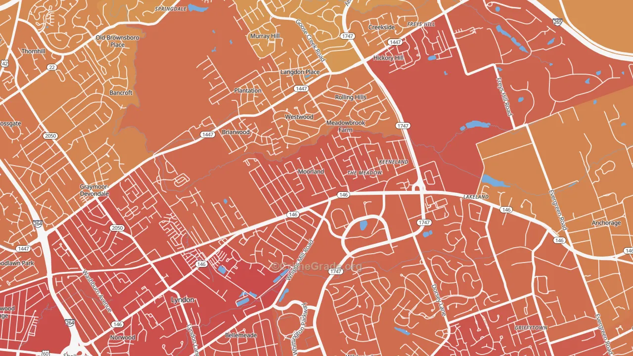 Moorland, KY Map of Vehicle Theft Rates