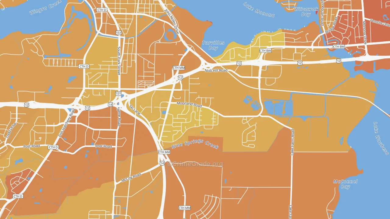 Moorland-Rimrock, Madison, WI Map of Vehicle Theft Rates