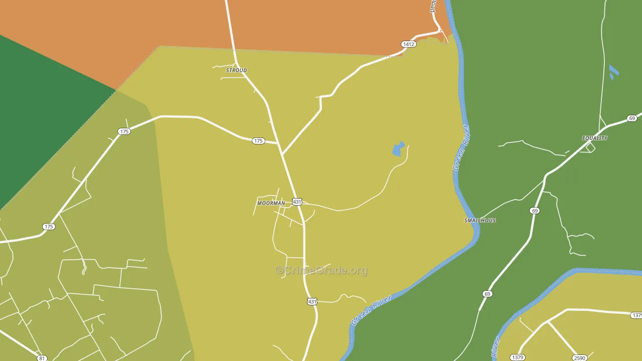 Moorman, KY Map of Vehicle Theft Rates