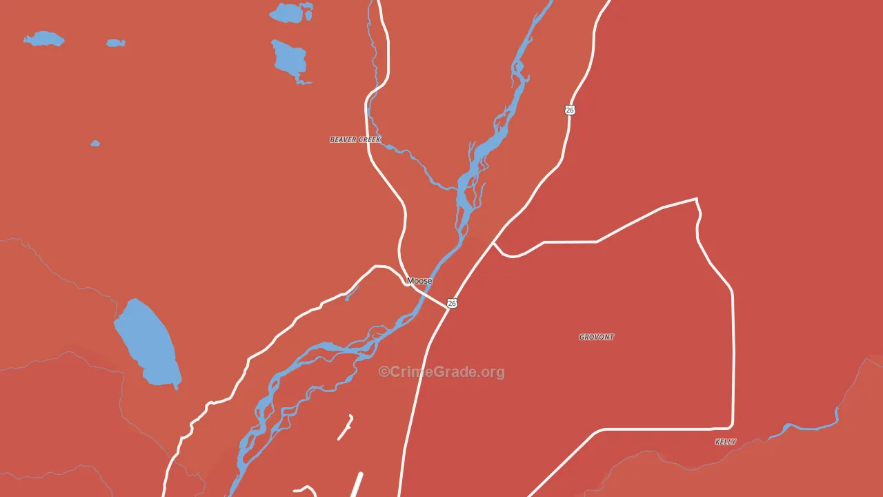 Moose, WY Map of Vehicle Theft Rates
