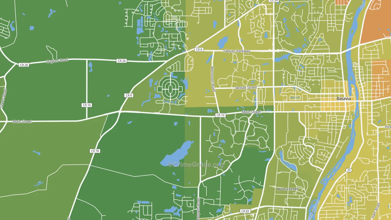Mooseheart, IL Map of Vehicle Theft Rates
