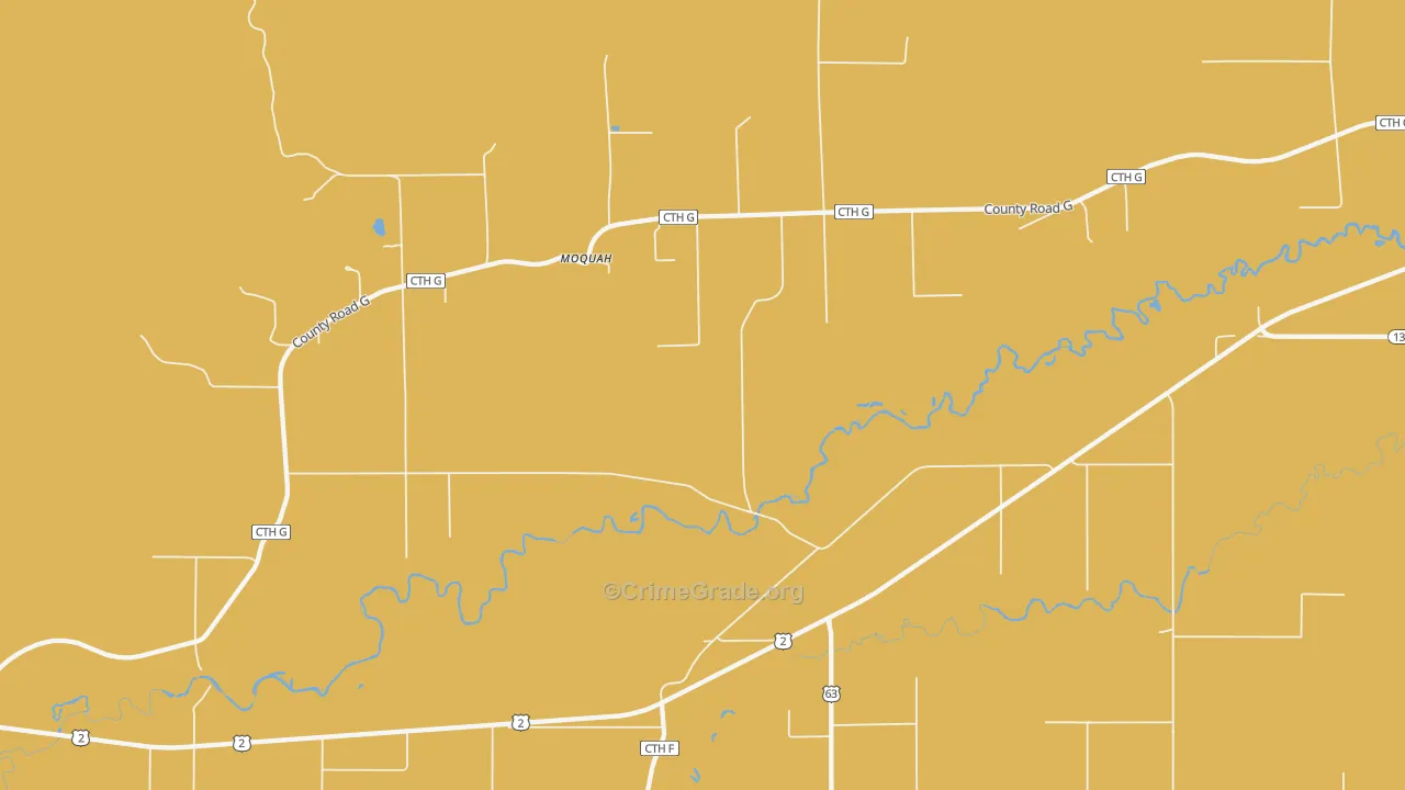 Moquah, WI Map of Vehicle Theft Rates