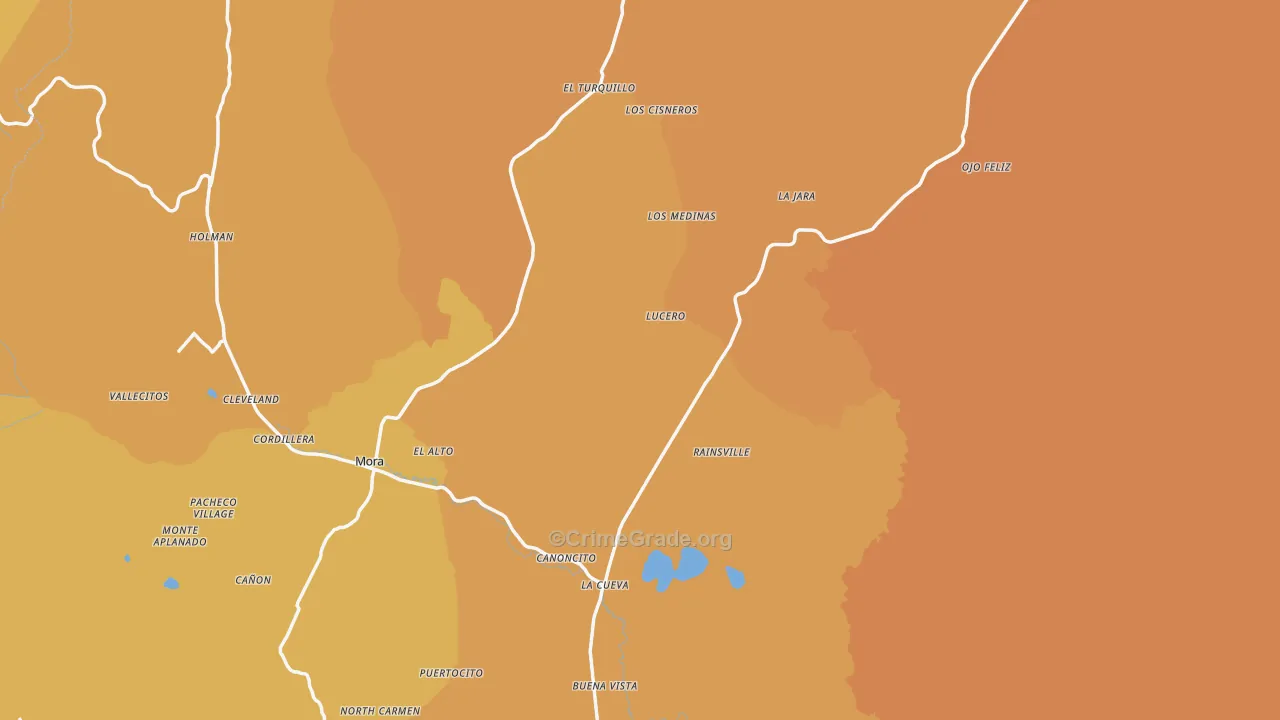 Mora County, NM Map of Vehicle Theft Rates