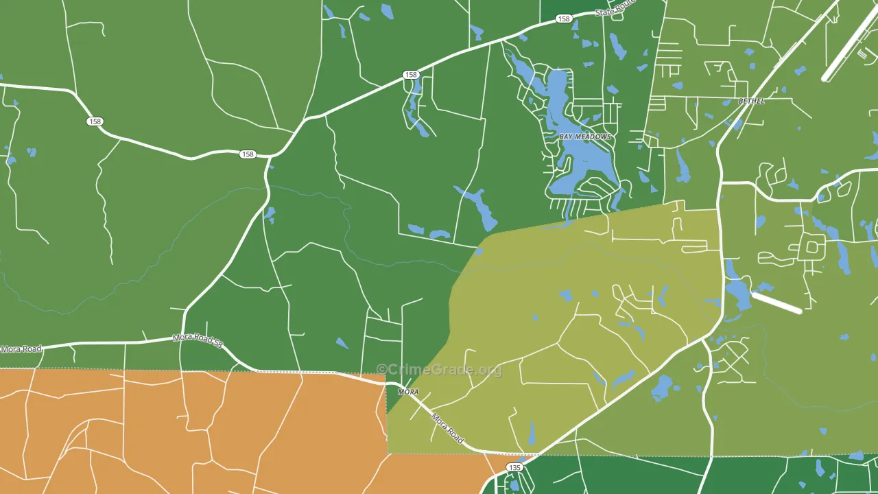 Mora, GA Map of Vehicle Theft Rates