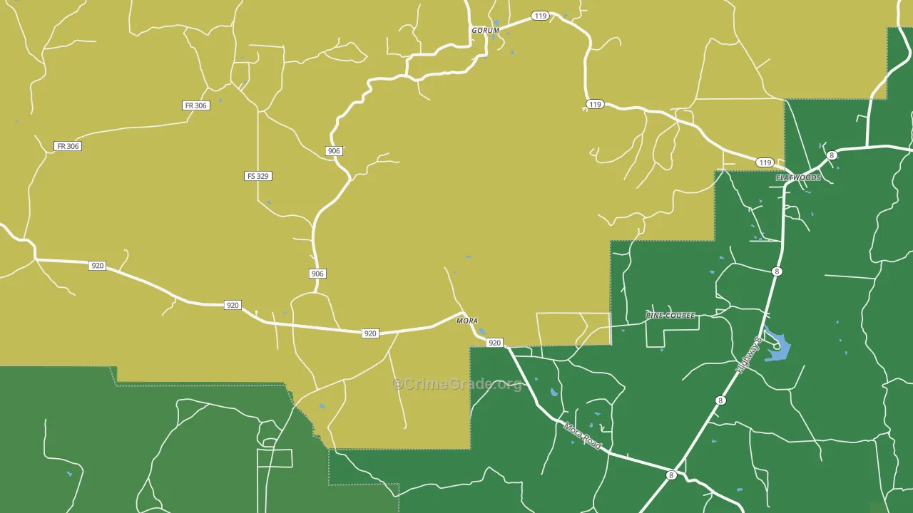 Mora, LA Map of Vehicle Theft Rates