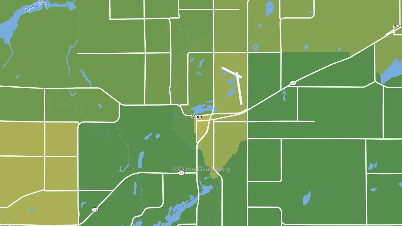 Mora, MN Map of Vehicle Theft Rates