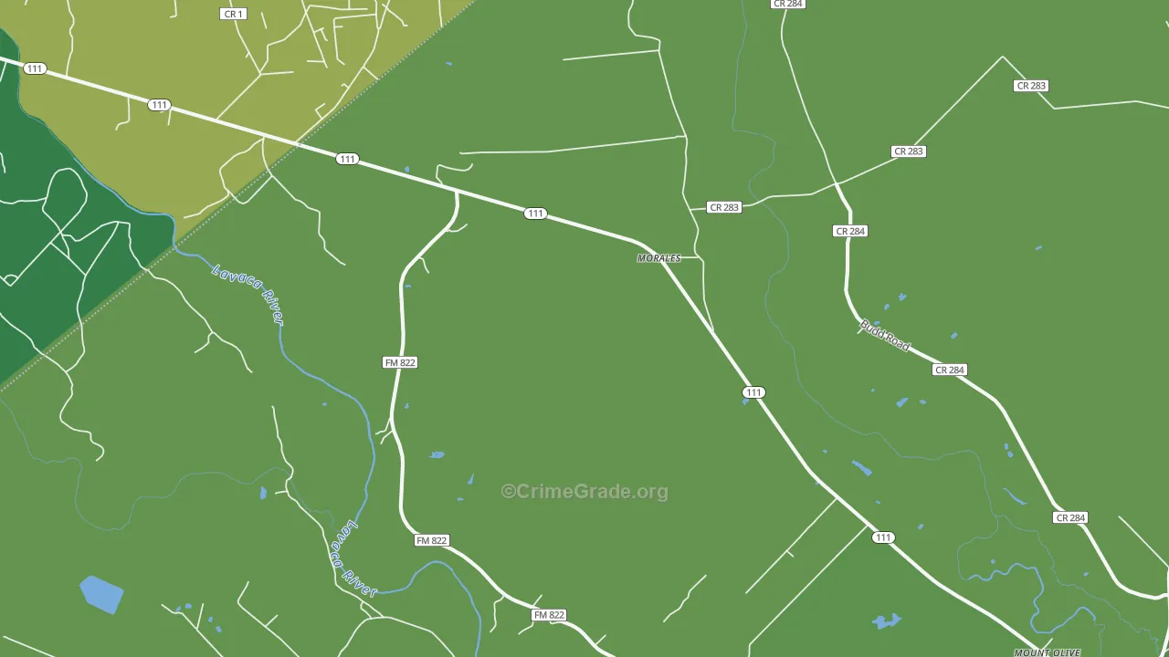 Morales, TX Map of Vehicle Theft Rates