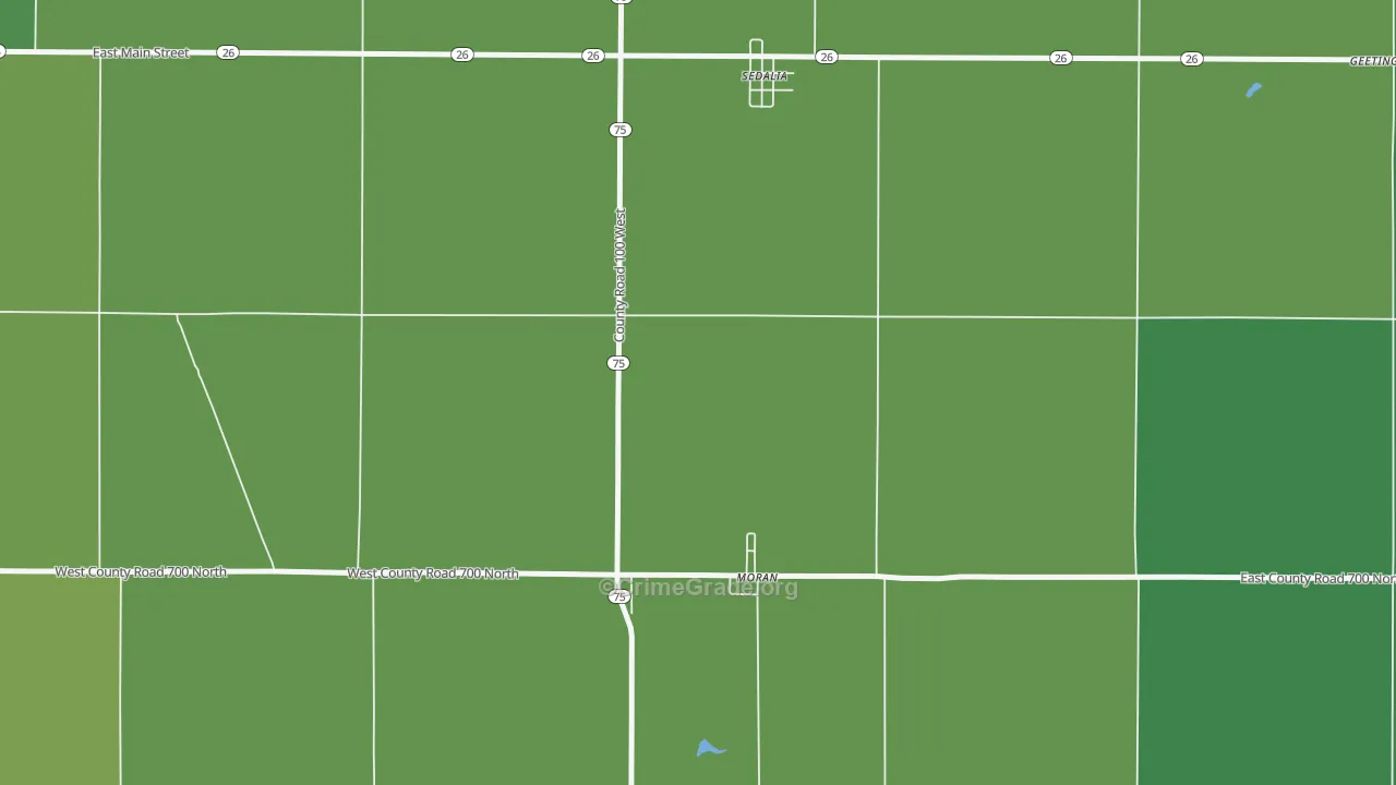 Moran, IN Map of Vehicle Theft Rates