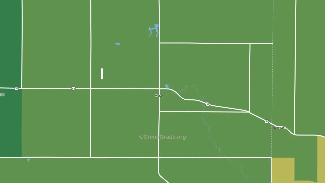 Moran, KS Map of Vehicle Theft Rates