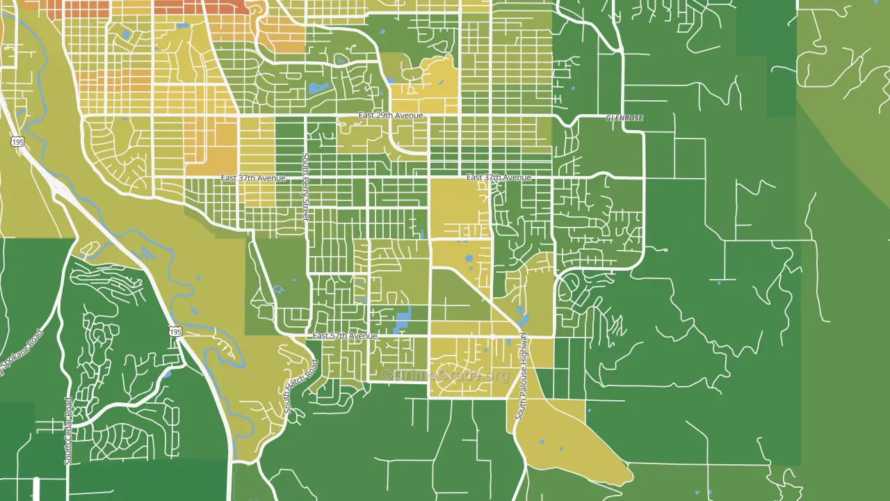 Moran Prairie, Spokane, WA Map of Vehicle Theft Rates