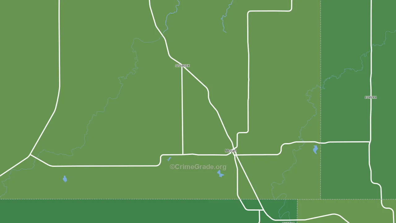 Moran, TX Map of Vehicle Theft Rates