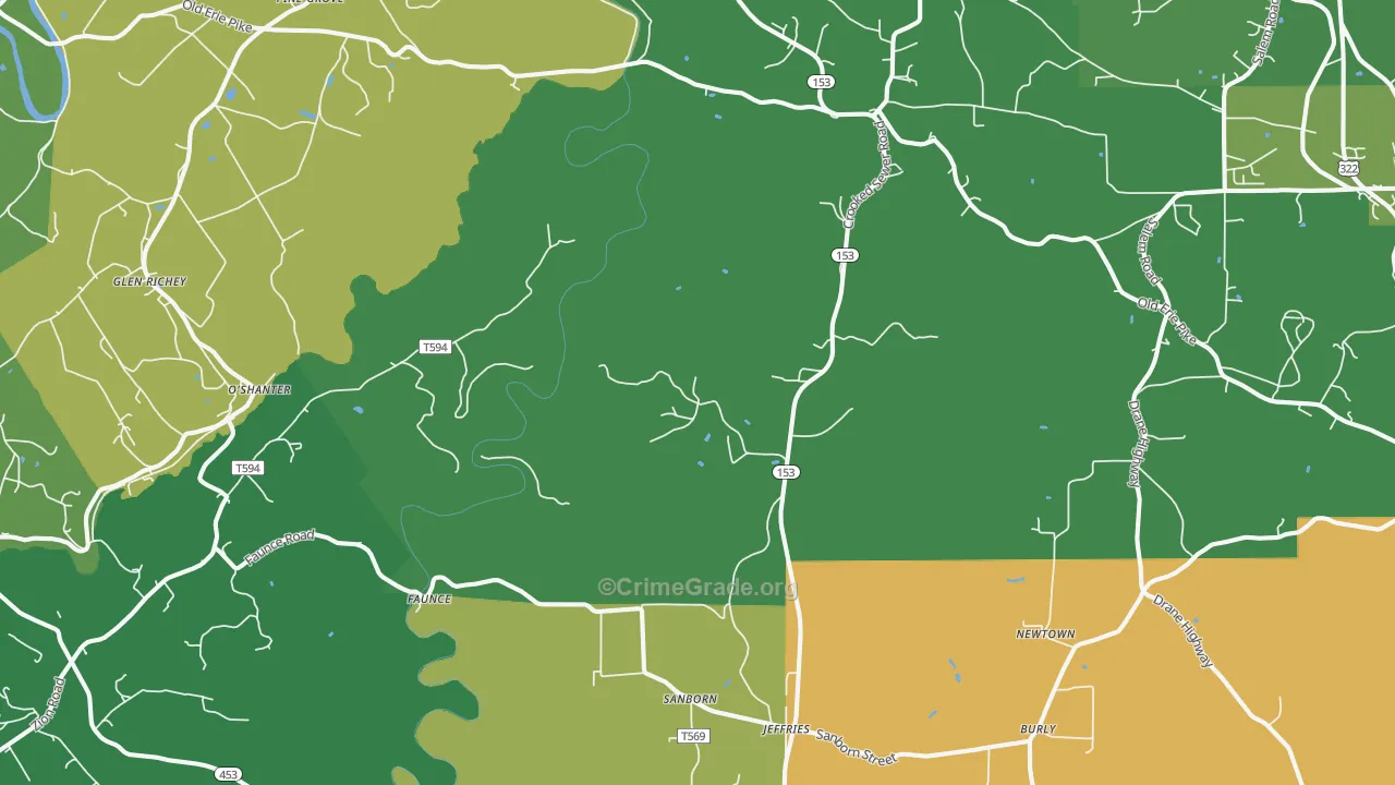 Morann, PA Map of Vehicle Theft Rates
