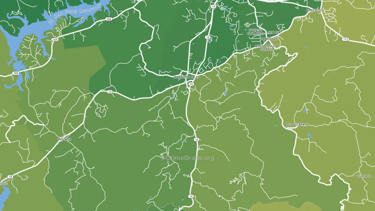Moravian Falls, NC Map of Vehicle Theft Rates