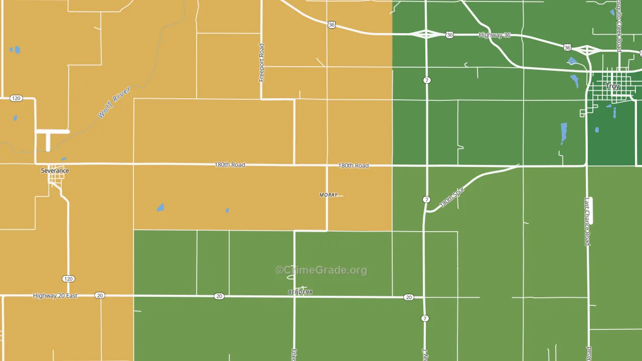 Moray, KS Map of Vehicle Theft Rates