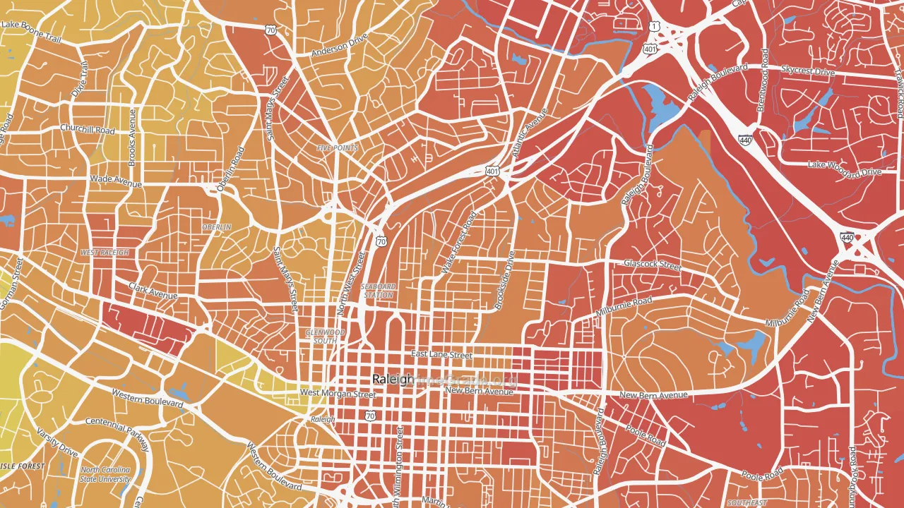 Mordecai, Raleigh, NC Map of Vehicle Theft Rates
