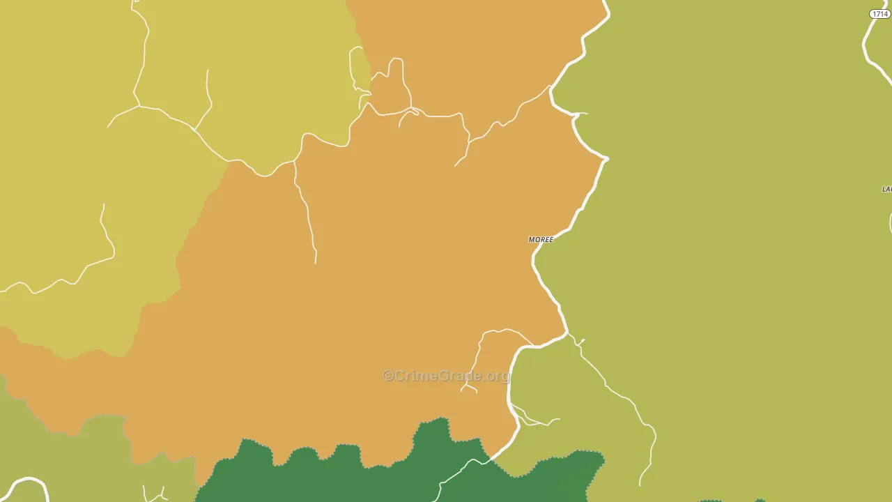 Moree, KY Map of Vehicle Theft Rates
