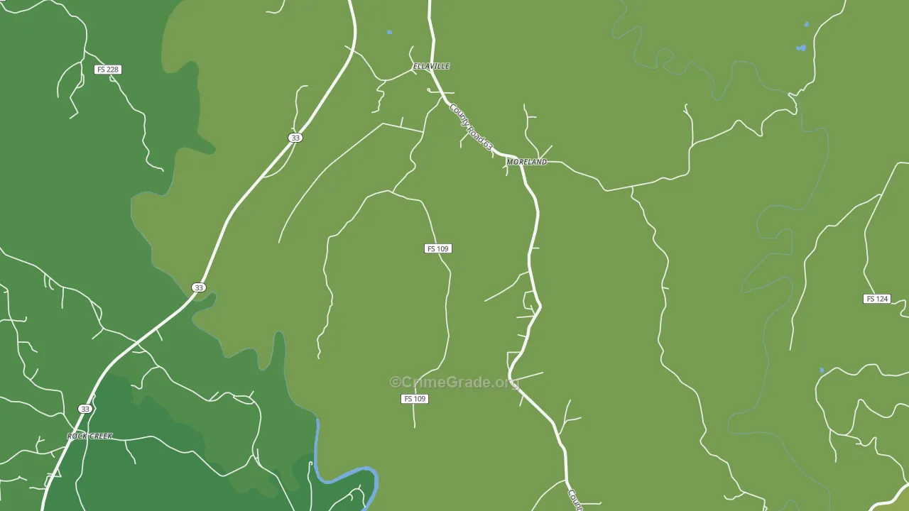 Moreland, AL Map of Vehicle Theft Rates
