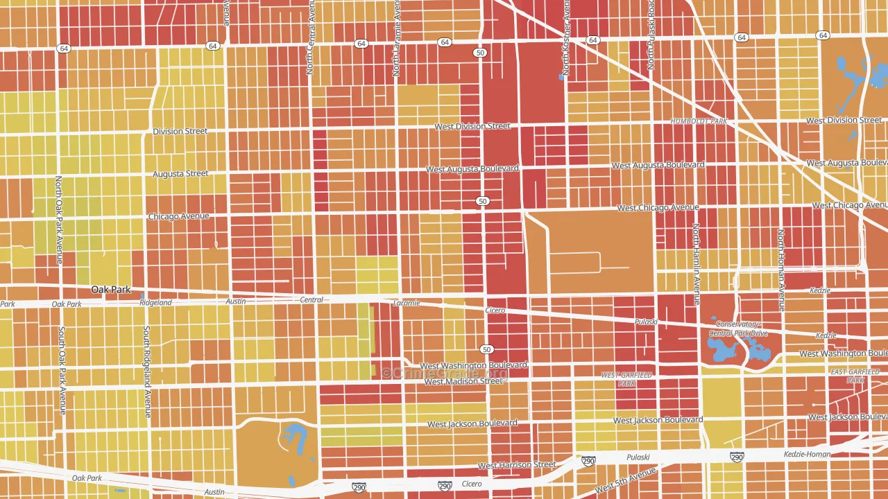 Moreland, Chicago, IL Map of Vehicle Theft Rates