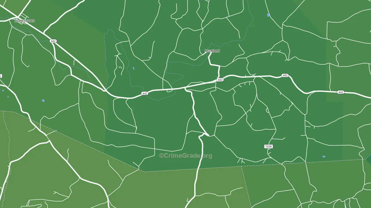 Moreland, PA Map of Vehicle Theft Rates