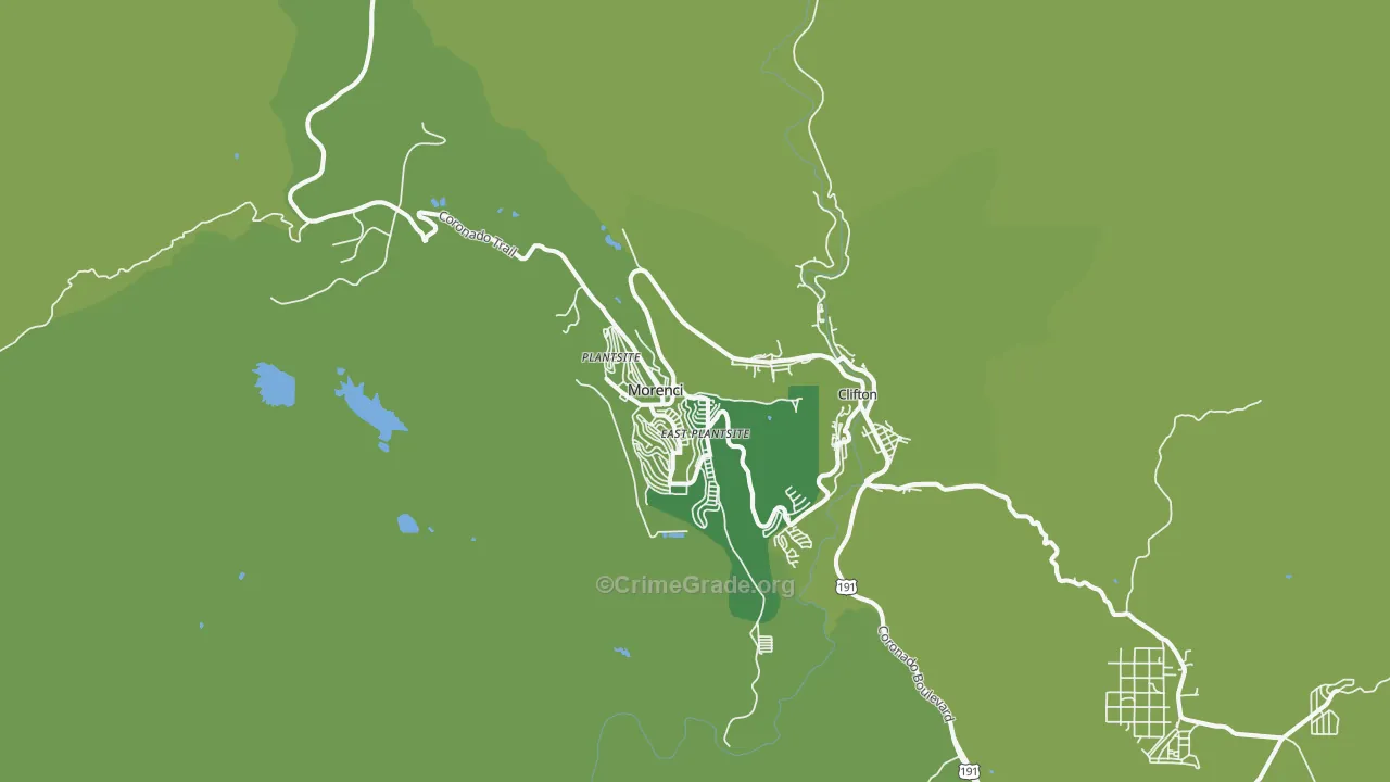 Morenci, AZ Map of Vehicle Theft Rates