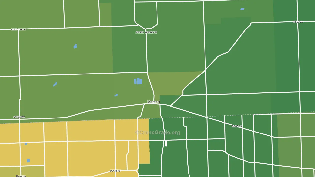 Morenci, MI Map of Vehicle Theft Rates