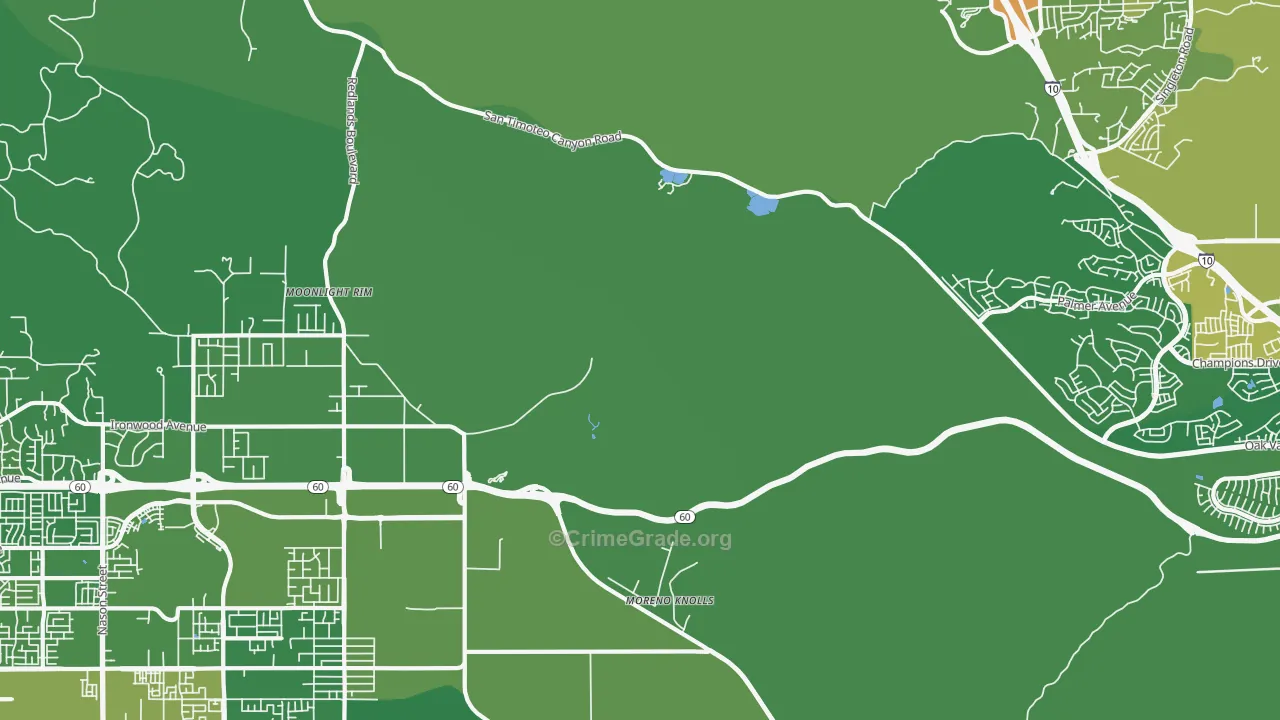 Moreno, CA Map of Vehicle Theft Rates