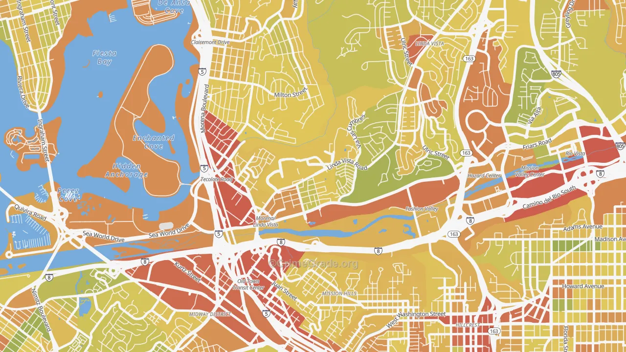 Moreno Mission, San Diego, CA Map of Vehicle Theft Rates