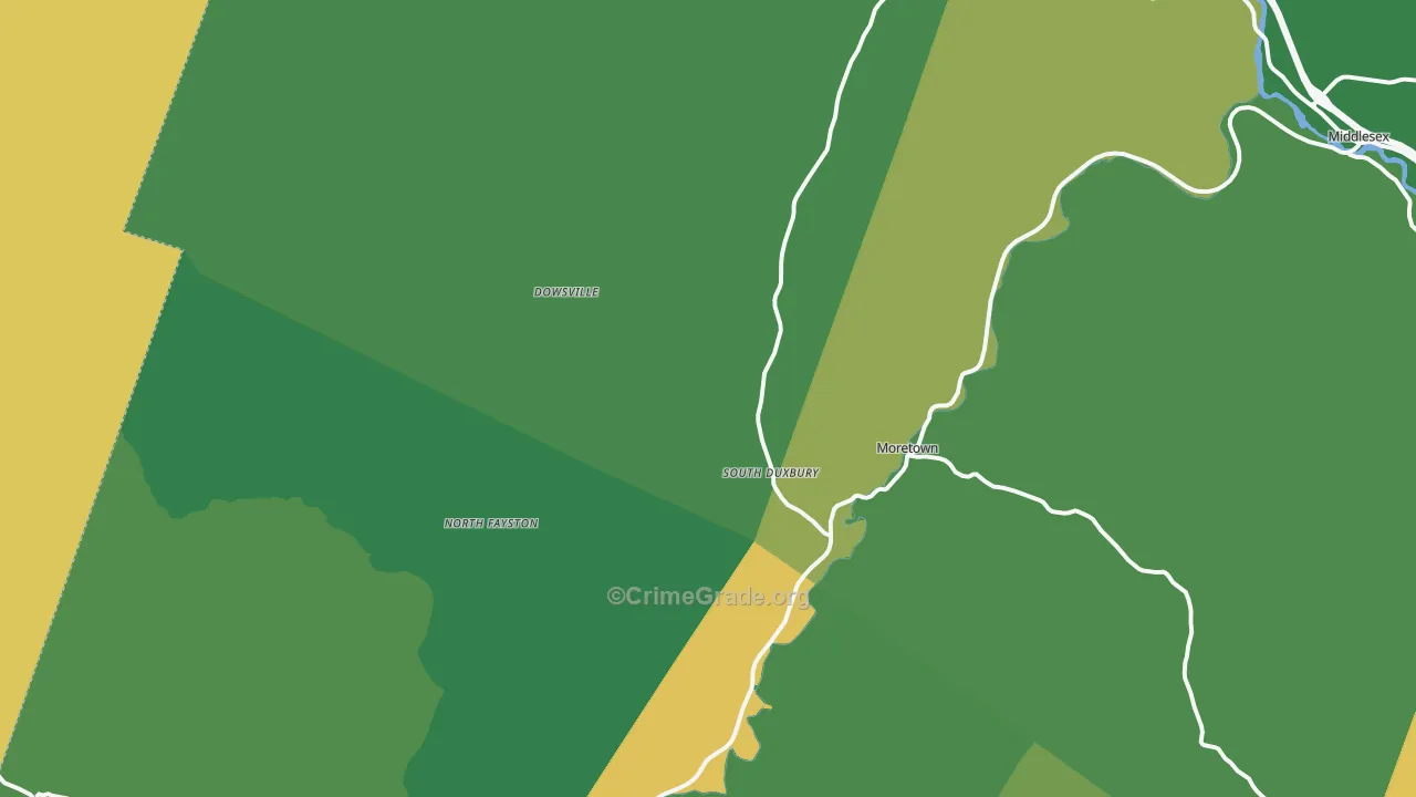 Moretown, VT Map of Vehicle Theft Rates