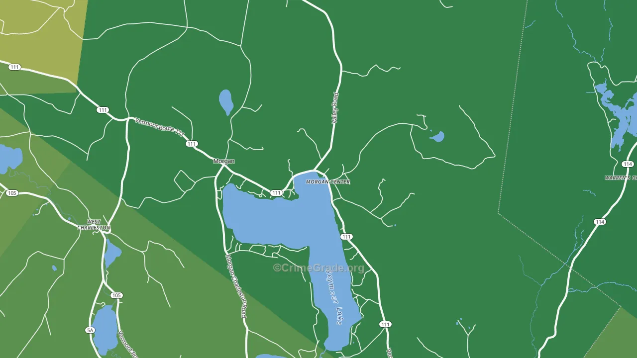 Morgan Center, VT Map of Vehicle Theft Rates