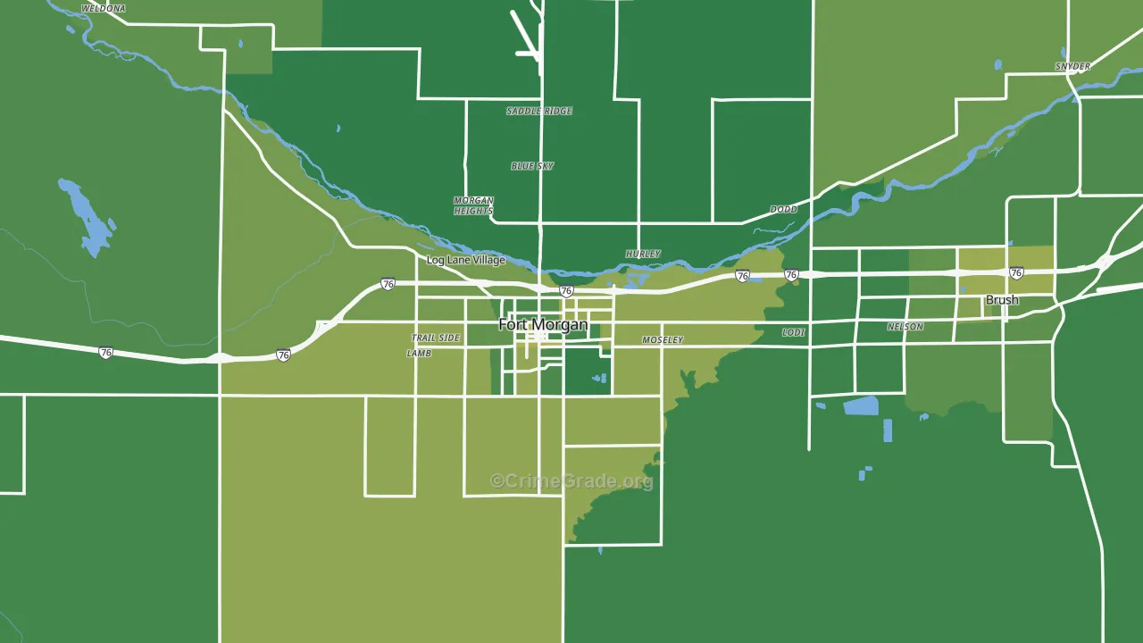Morgan County, CO Map of Vehicle Theft Rates