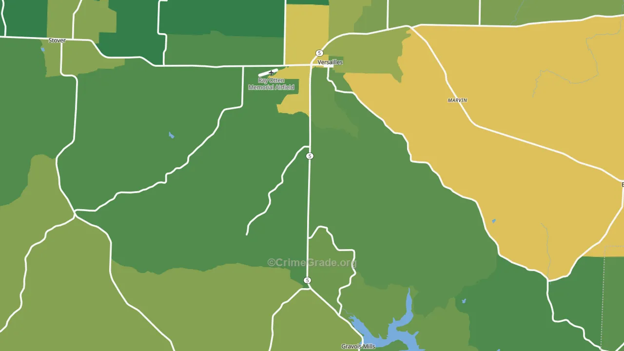Morgan County, MO Map of Vehicle Theft Rates