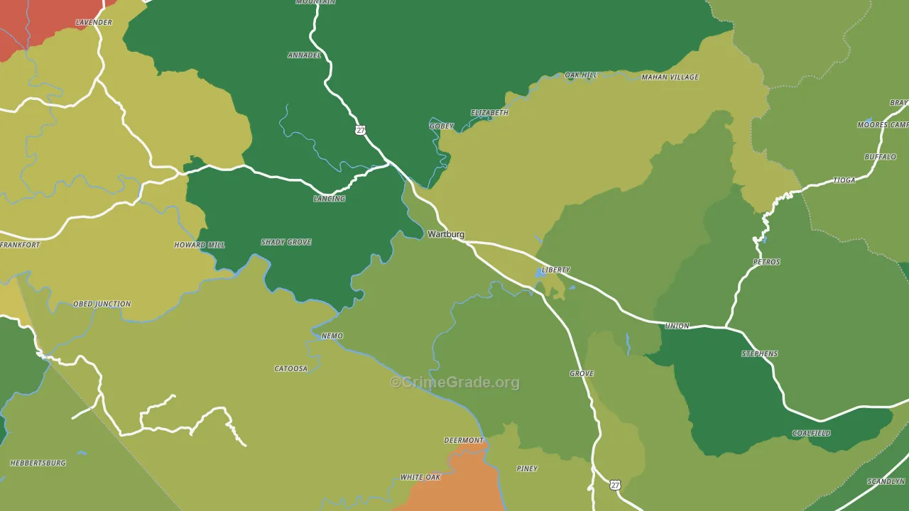 Morgan County, TN Map of Vehicle Theft Rates