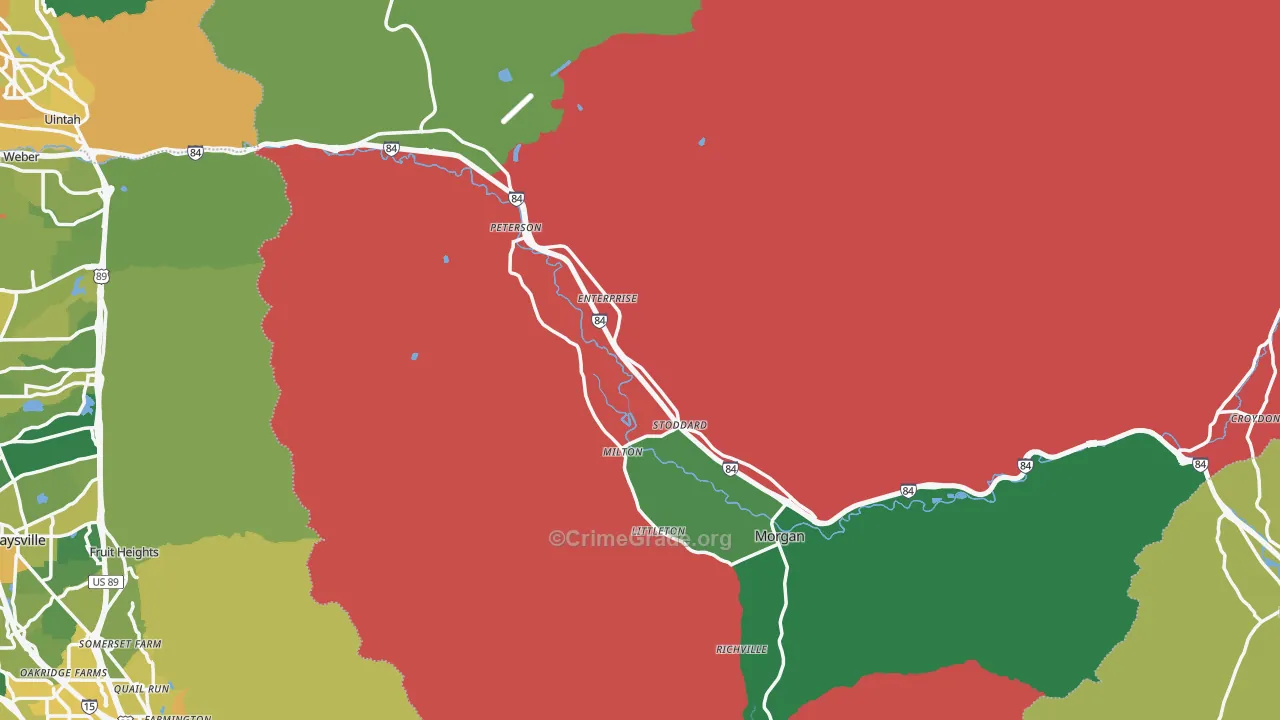 Morgan County, UT Map of Vehicle Theft Rates