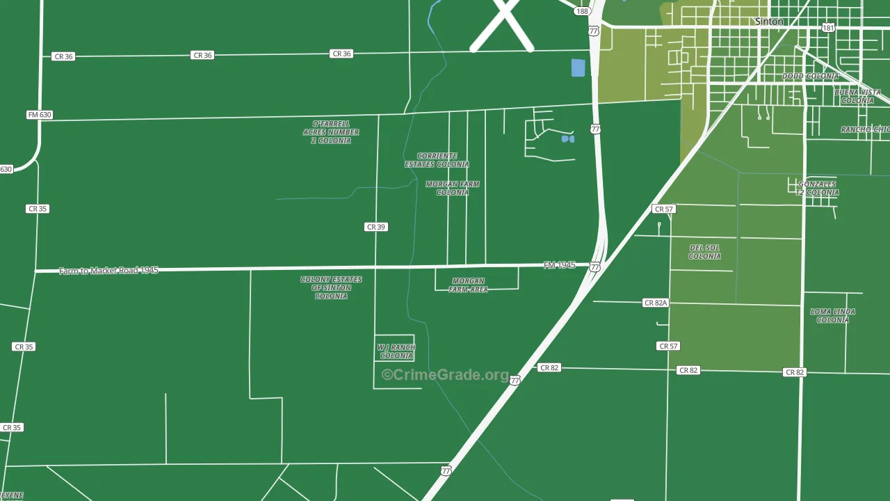 Morgan Farm, TX Map of Vehicle Theft Rates