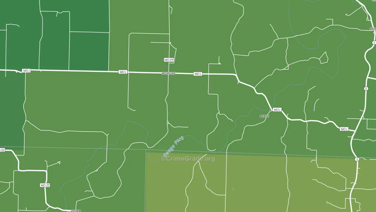 Morgan, MO Map of Vehicle Theft Rates