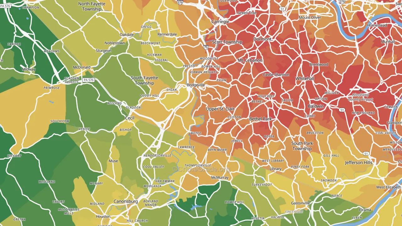 Morgan, PA Map of Vehicle Theft Rates
