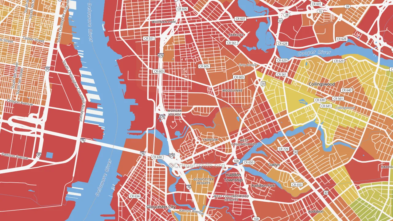 Morgan Village, Camden, NJ Map of Vehicle Theft Rates