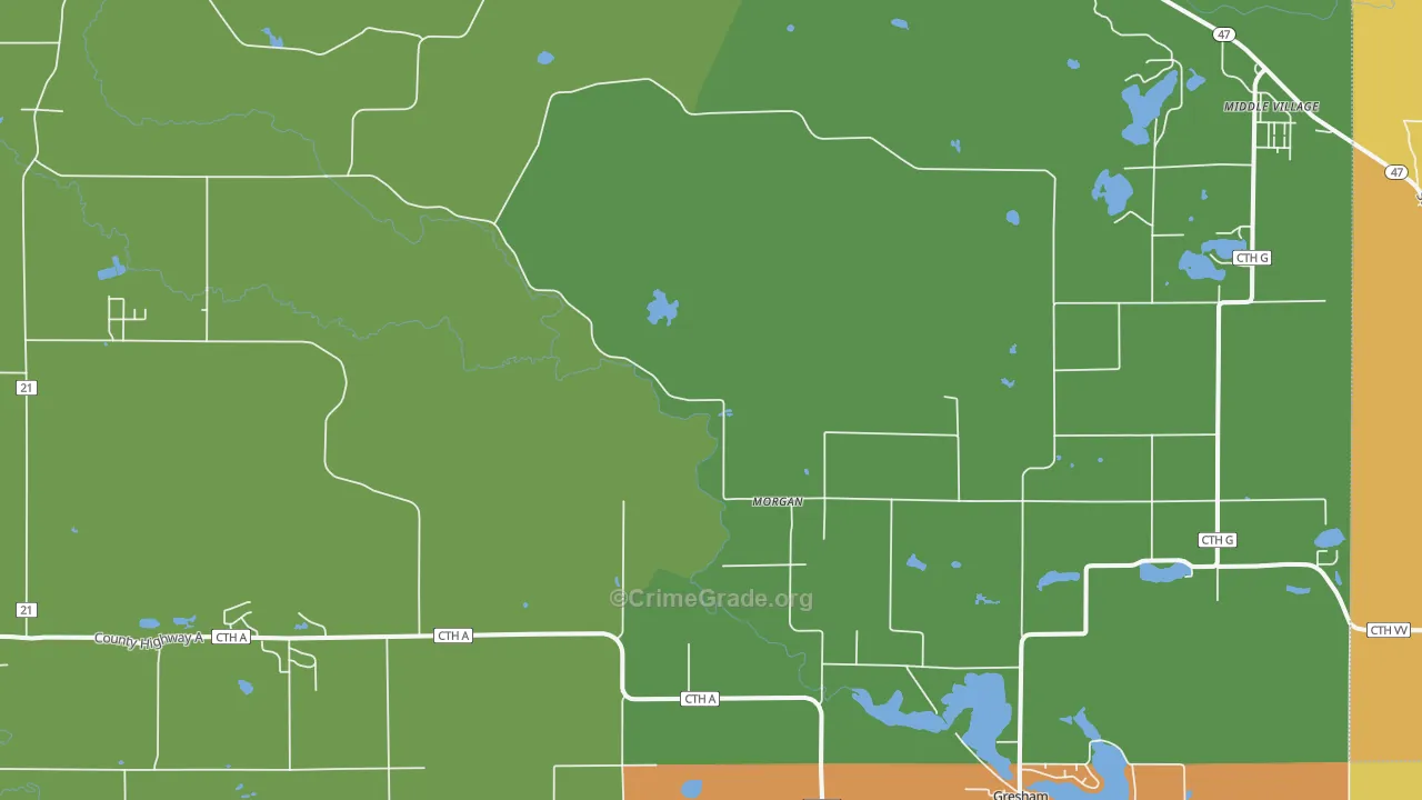 Morgan, WI Map of Vehicle Theft Rates
