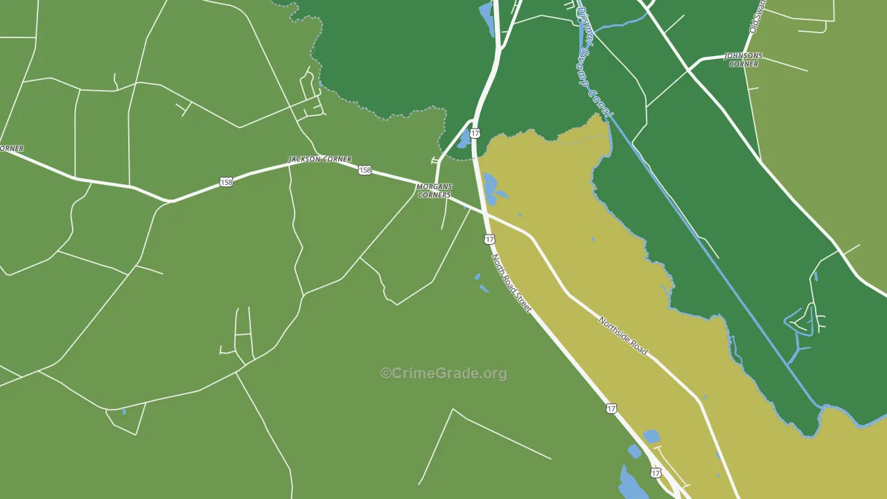 Morgans Corners, NC Map of Vehicle Theft Rates