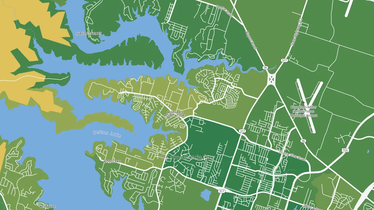 Morgans Point Resort, TX Map of Vehicle Theft Rates