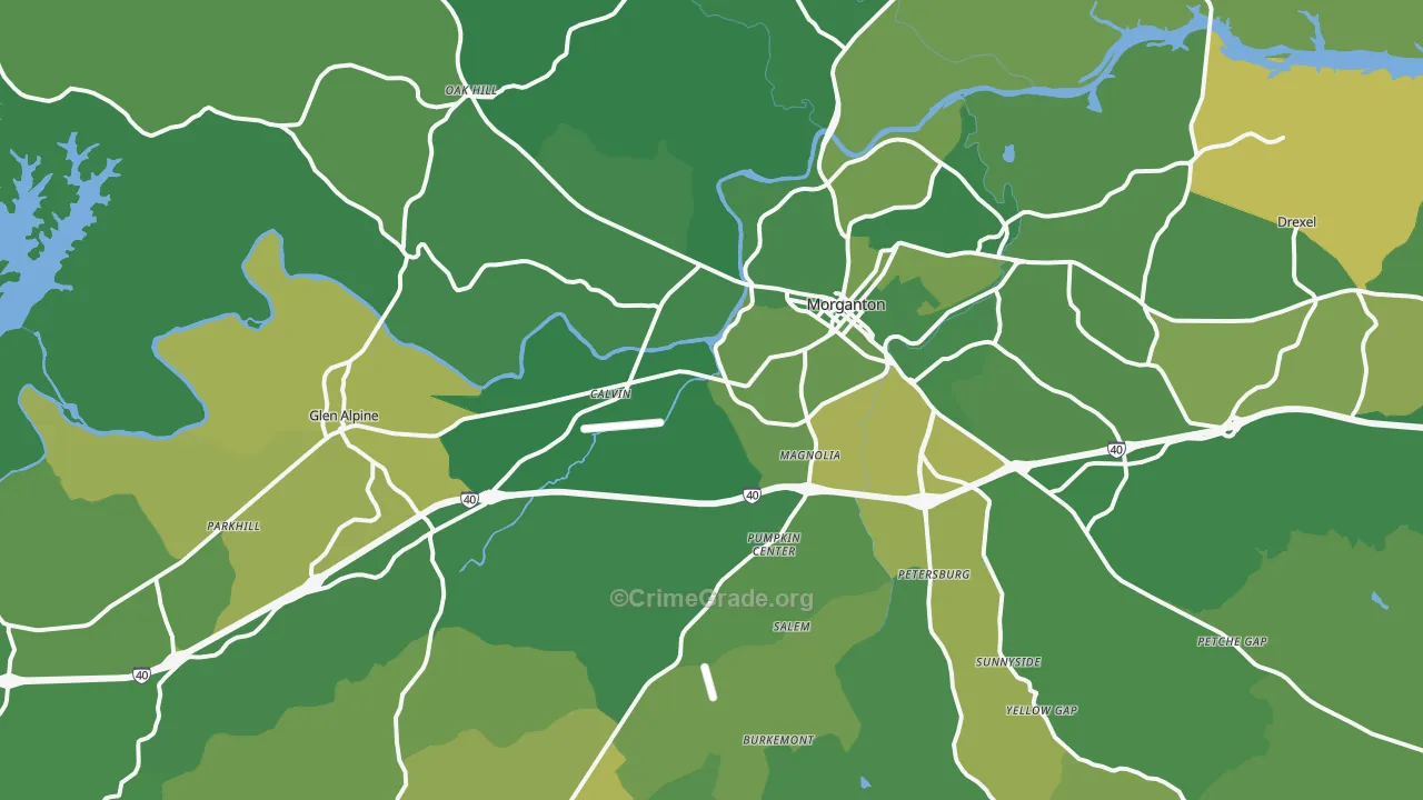 Morganton, NC Map of Vehicle Theft Rates