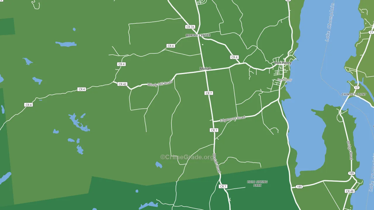 Moriah, NY Map of Vehicle Theft Rates