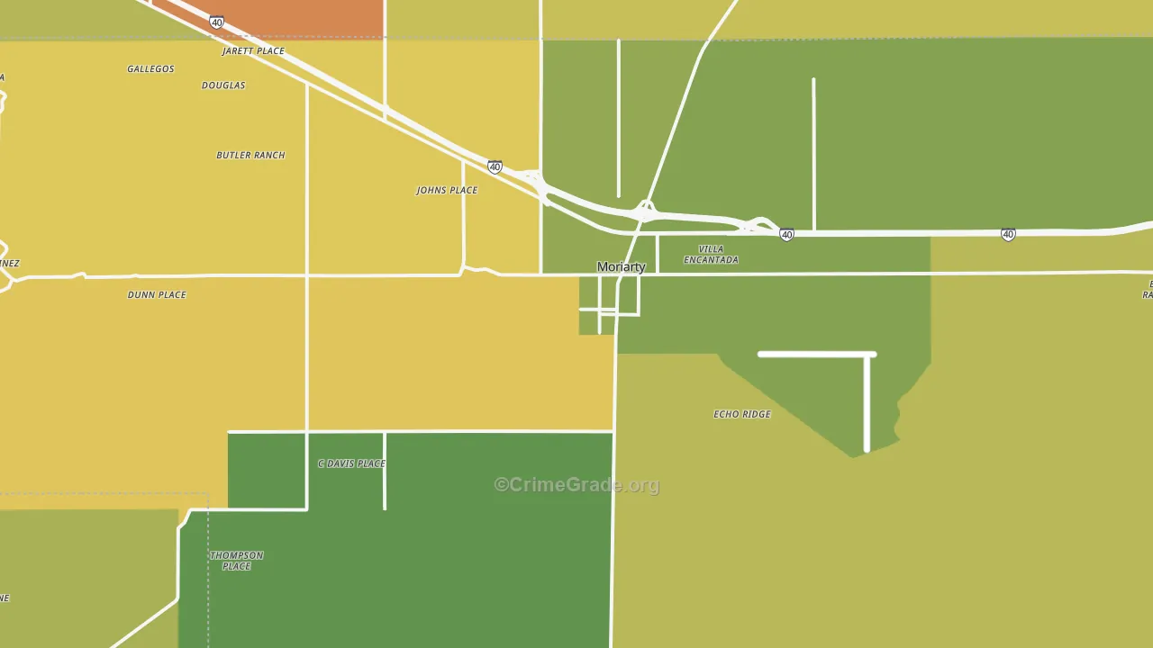 Moriarty, NM Map of Vehicle Theft Rates
