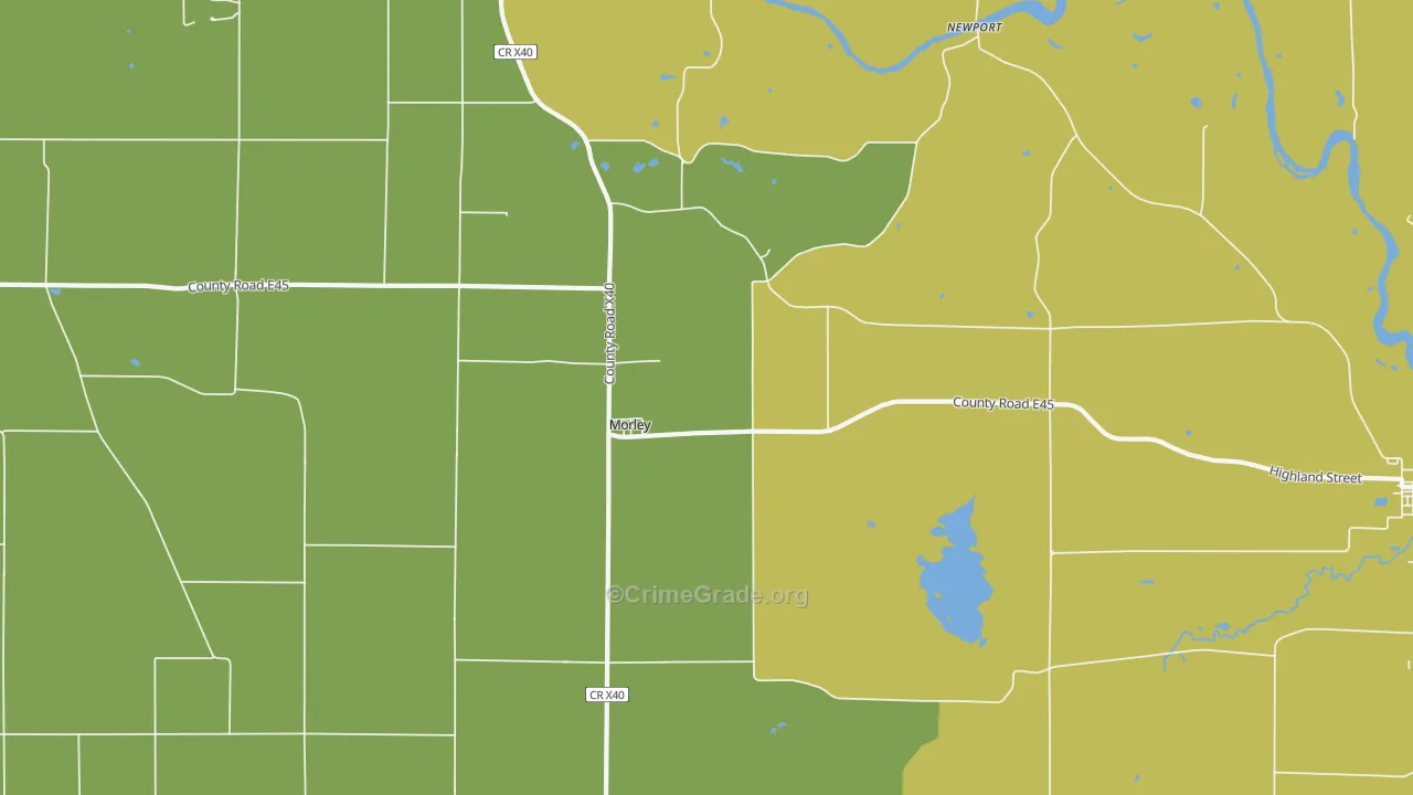 Morley, IA Map of Vehicle Theft Rates