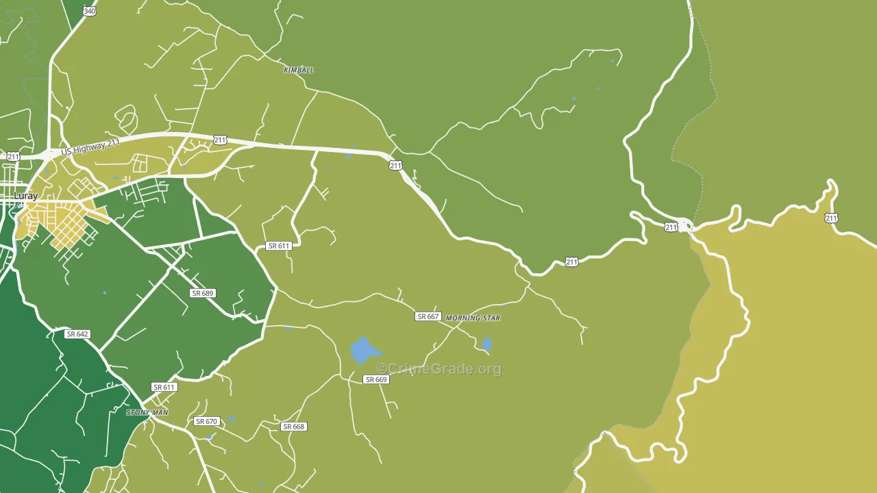 Morning Star, VA Map of Vehicle Theft Rates