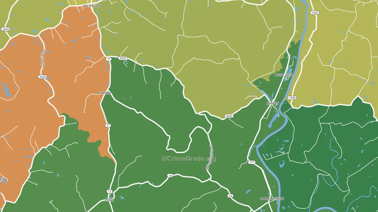 Morning View, KY Map of Vehicle Theft Rates